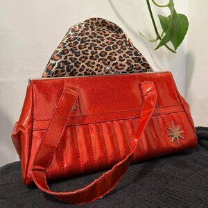 Red Candy Glitter Flake Lux De Ville Pin Up Clutch Purse - Rockabilly, Pin Up